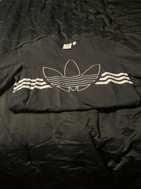 adidas Black Sweatshirt with White Trefoil and Stripes